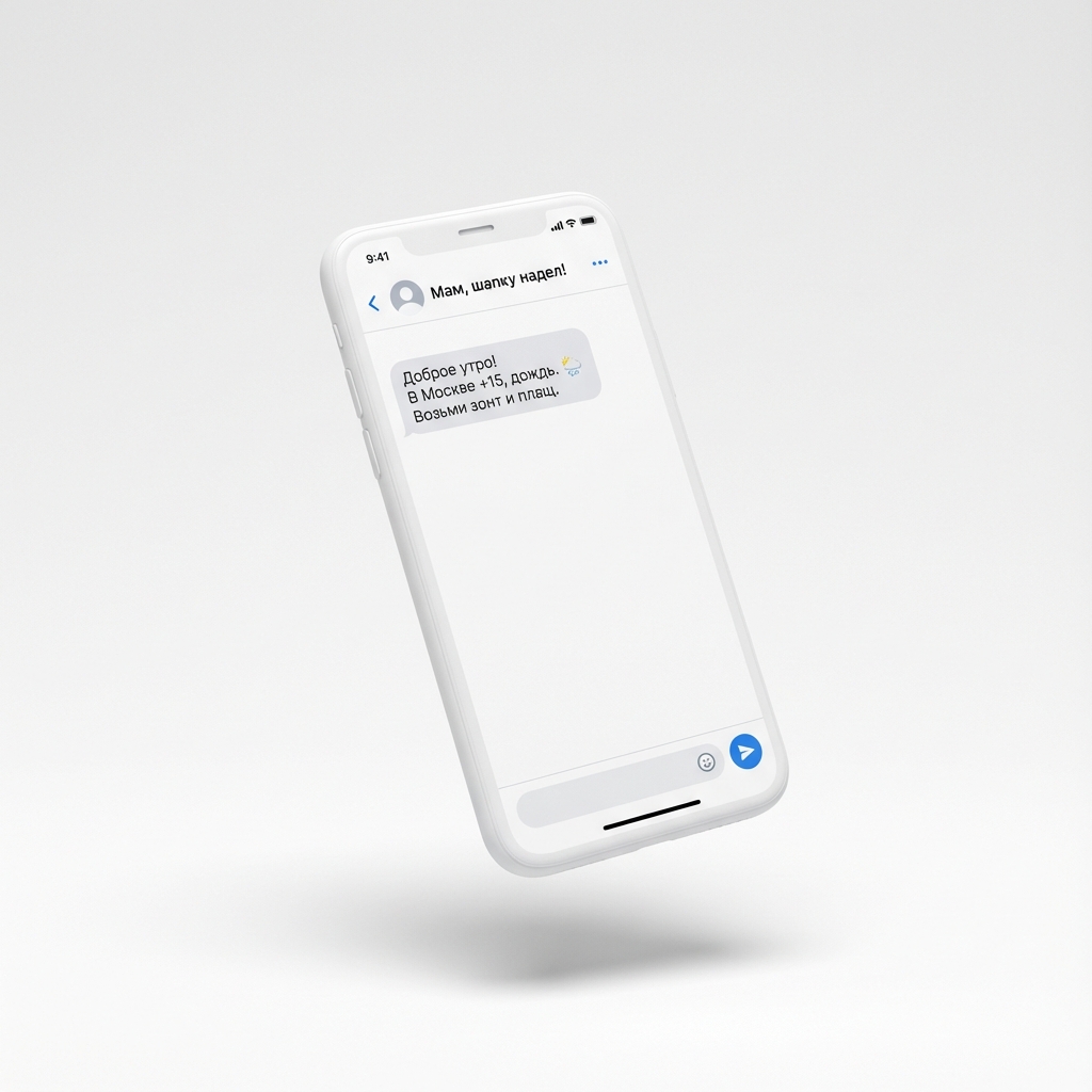 Интерфейс бота с рекомендацией одежды